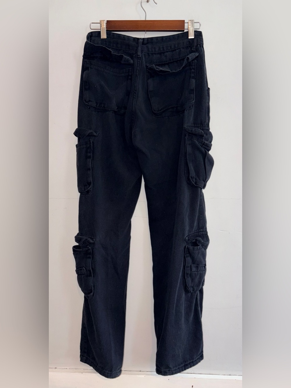 Black wash Cargo Pants sz S - Picture 2 of 7